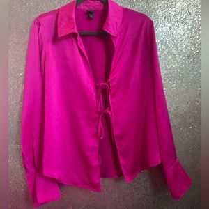 Sexy Hot Pink Double Tie Blouse